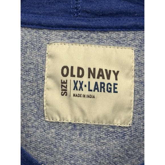 Old Navy Blue/White Zip Up Hoodie Size 2XL Logo Pockets - Picture 2 of 7